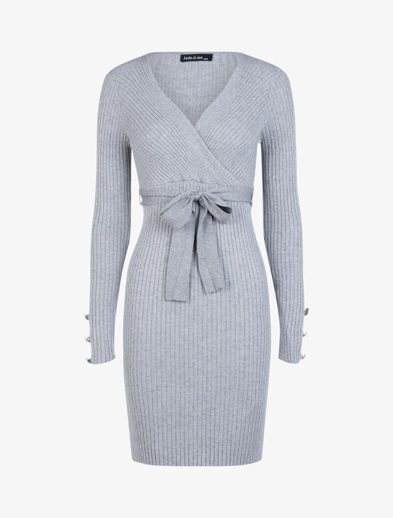 Robe moulante ceinturée - gris clair