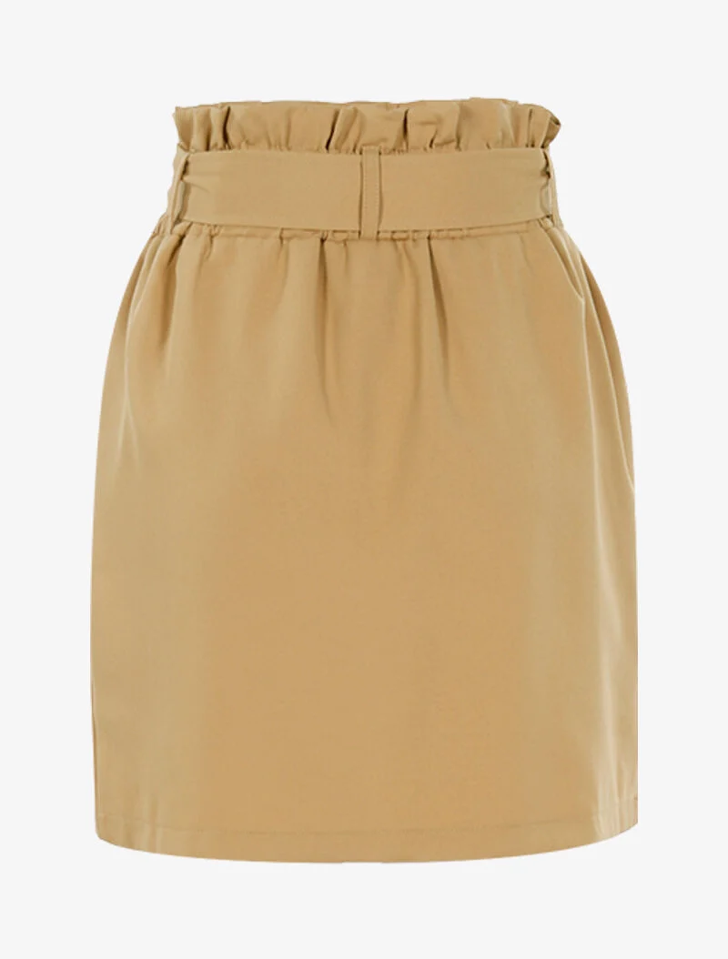 Jupe taille haute à boutonnière - camel