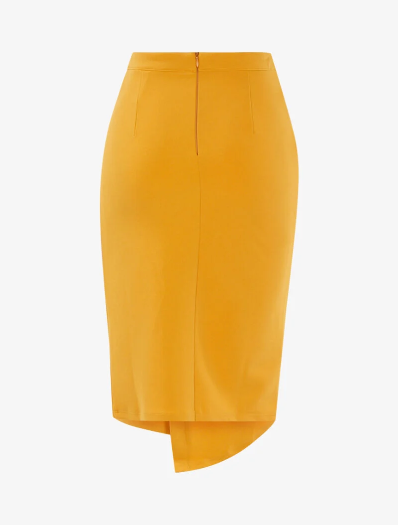 Jupe à fronces et bord asymétrique - jaune