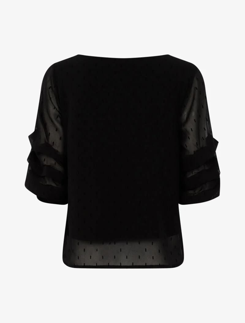 Blouse en voile fin à points graphiques - noir
