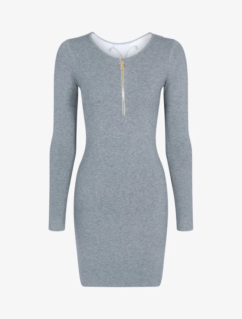 Robe pull à détail papillon - Gris clair