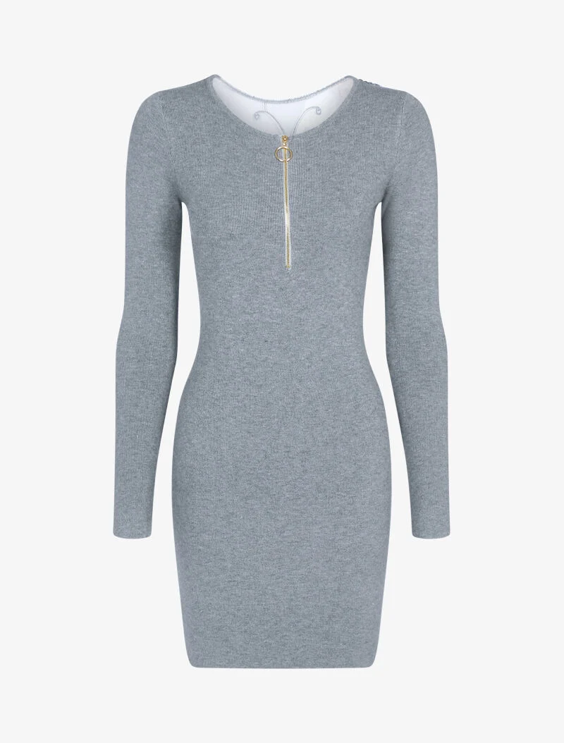 Robe pull à détail papillon - Gris clair