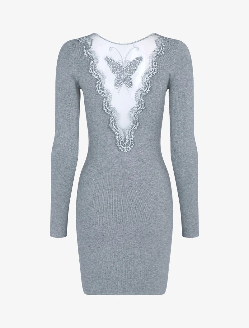 Robe pull à détail papillon - Gris clair