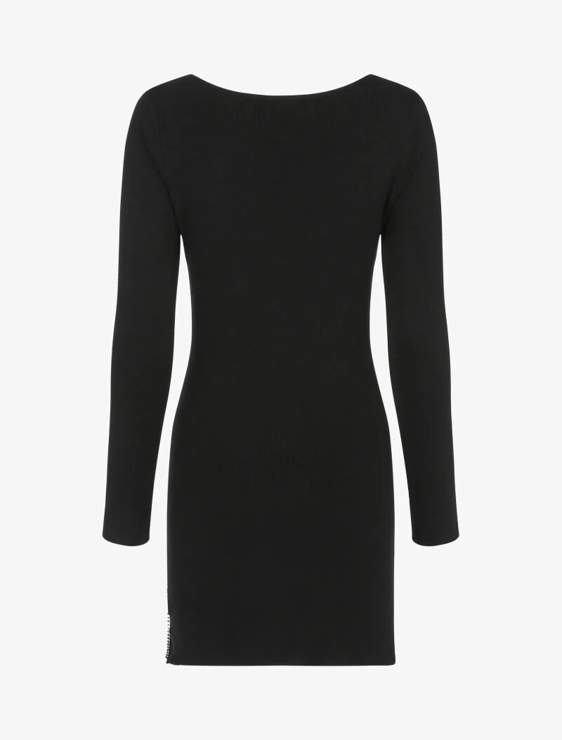 Robe pull à zip strassé et dentelle - noir