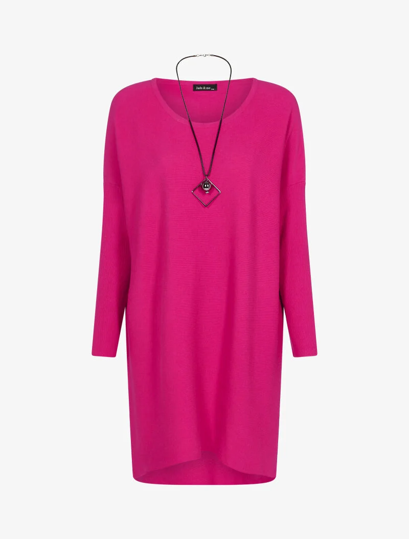 Robe loose avec sautoir - fushia