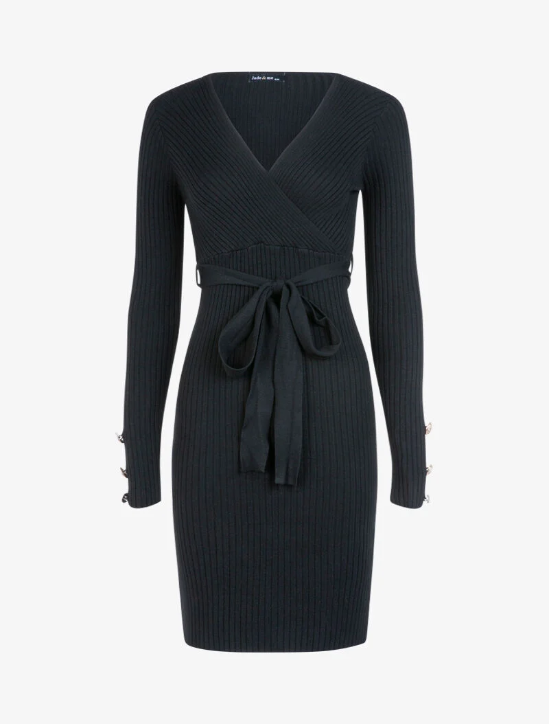 Robe moulante ceinturée - noir