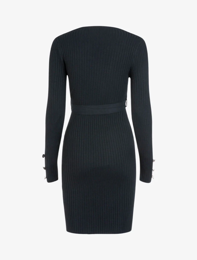Robe moulante ceinturée - noir