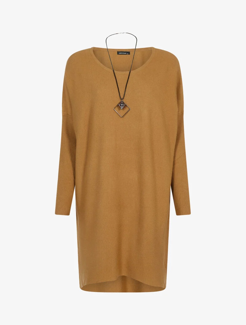 Robe loose avec sautoir - camel