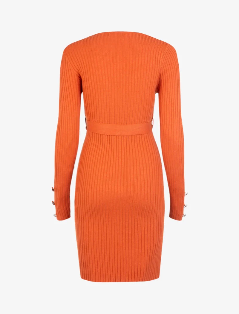 Robe moulante ceinturée - orange
