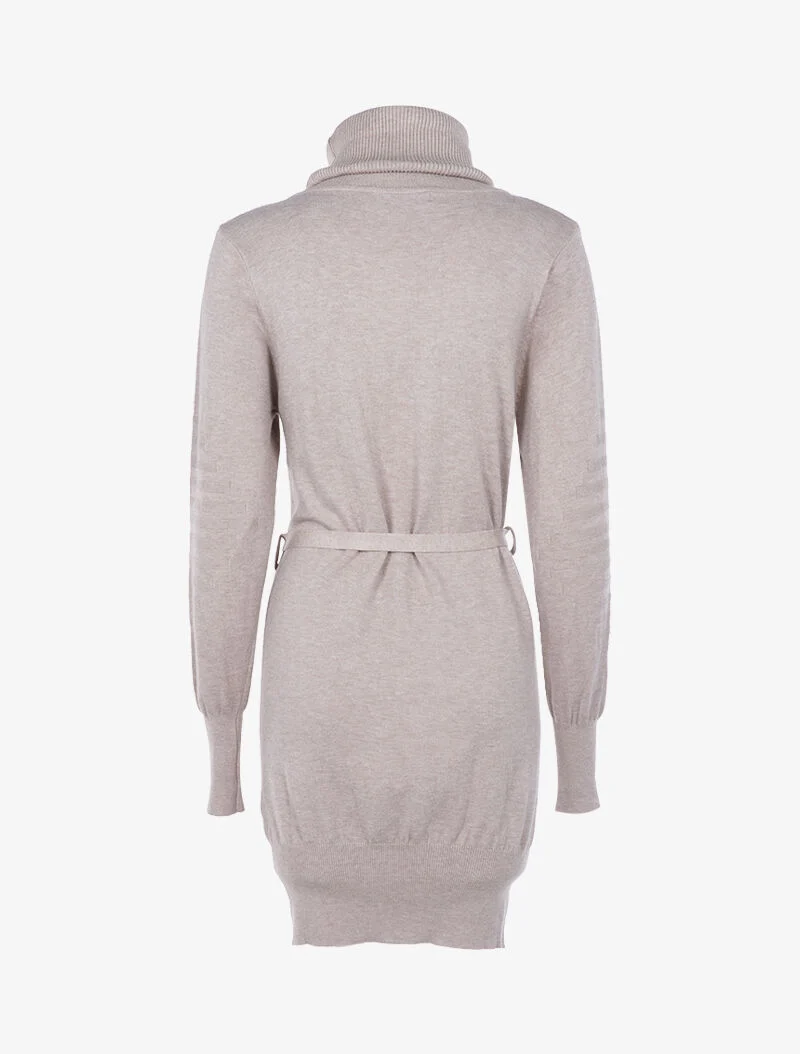 Robe-pull à détails tressés et côtelés - beige