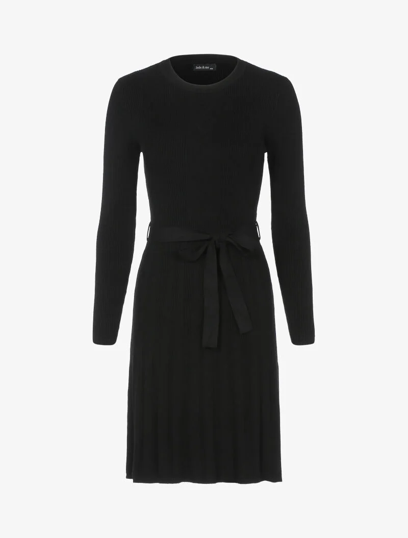Robe pull en maille coupe patineuse - noir