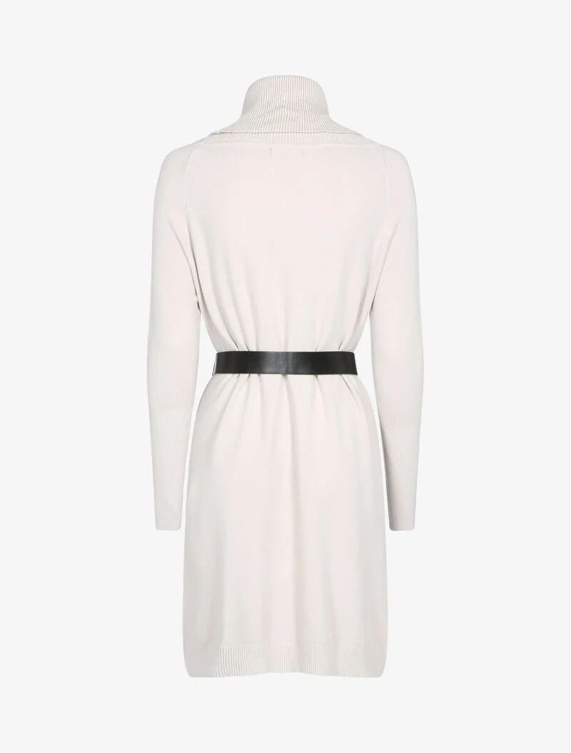 Robe pull à manches bishop et détails géométriques - beige