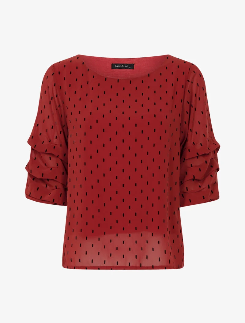 Blouse en voile fin à points graphiques - ocre