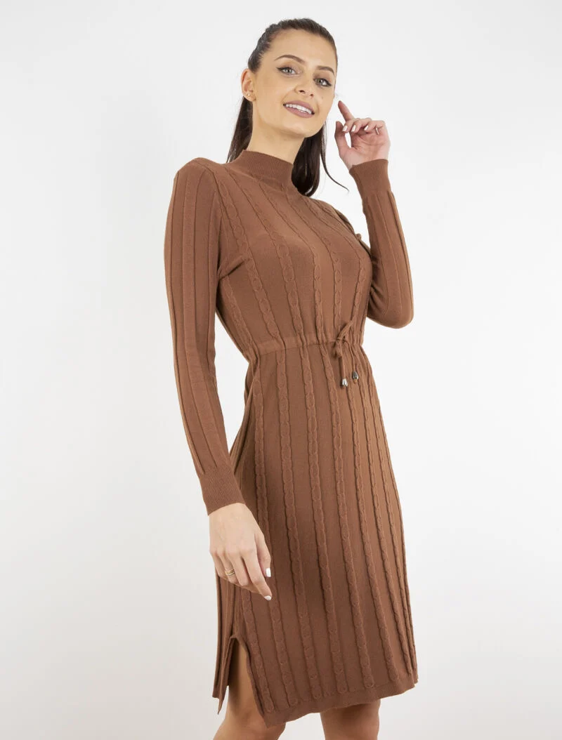 Robe pull à cordon de serrage - marron
