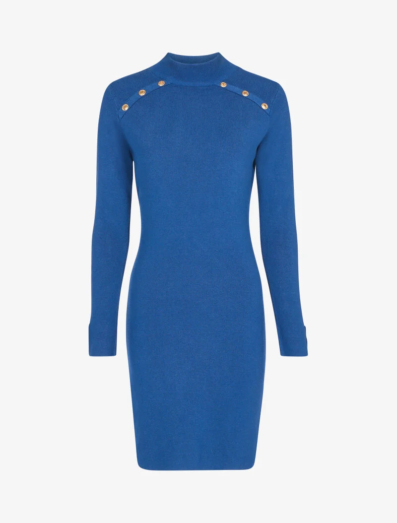 Robe pull à boutons contrastants - bleu charrette