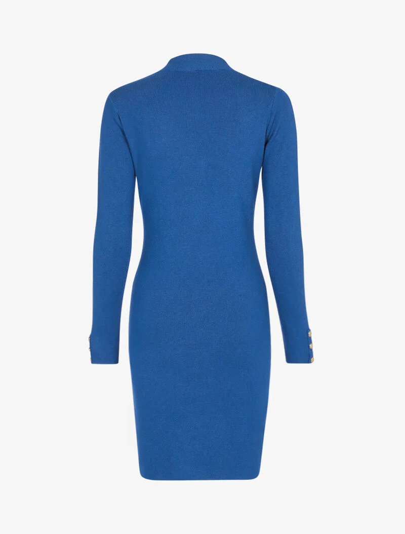 Robe pull à boutons contrastants - bleu charrette