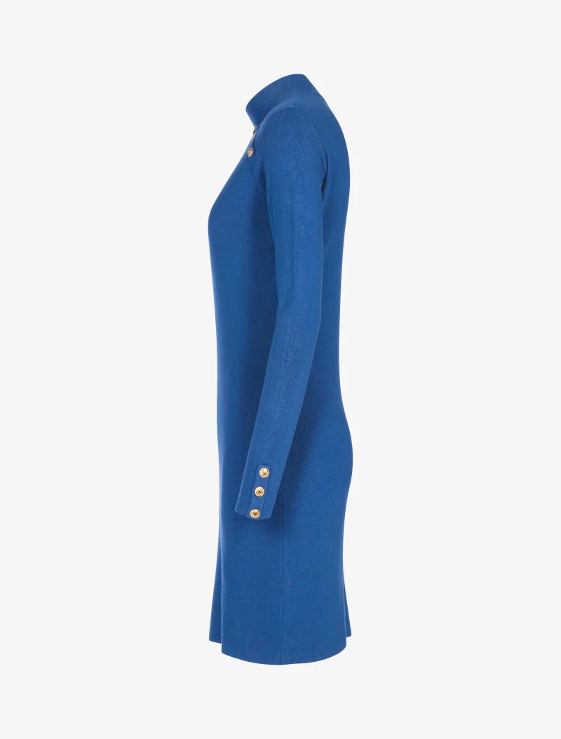 Robe pull à boutons contrastants - bleu charrette