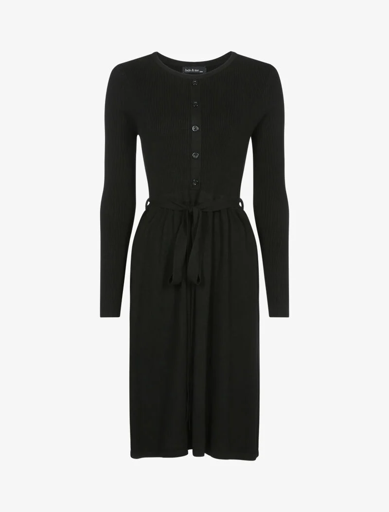 Robe-pull à buste boutonné - noir
