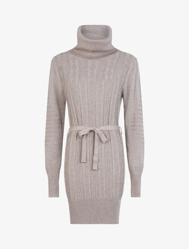 Robe-pull à détails tressés et relief - taupe