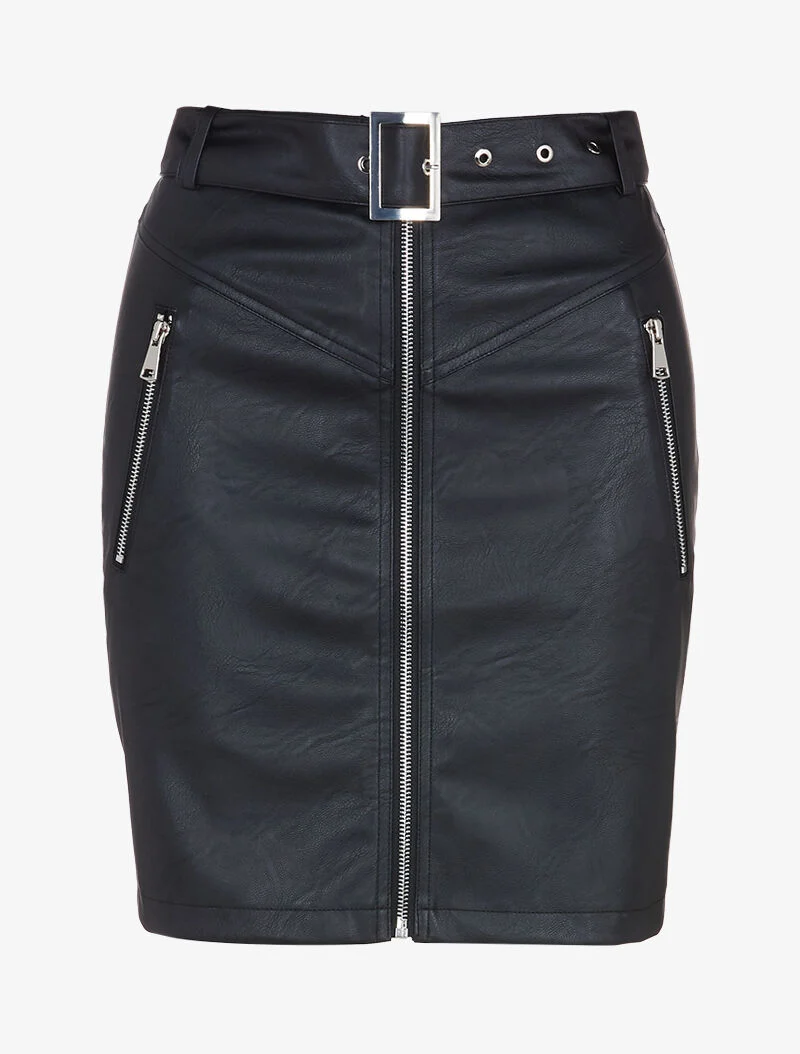 Jupe en simili à poches zippées - noir