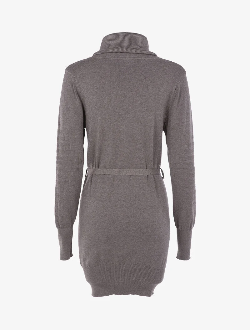 Robe-pull à détails tressés et côtelés - marron