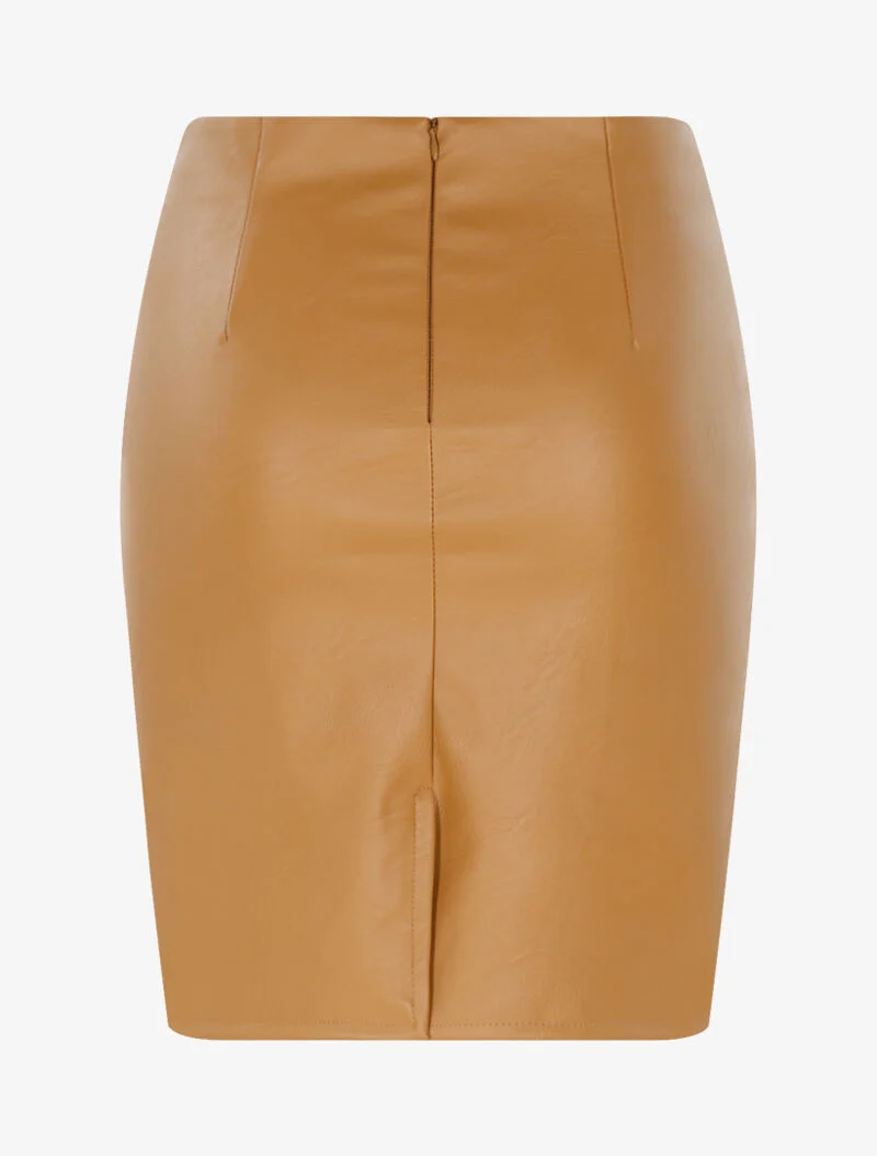 Jupe effet froissé en simili - camel