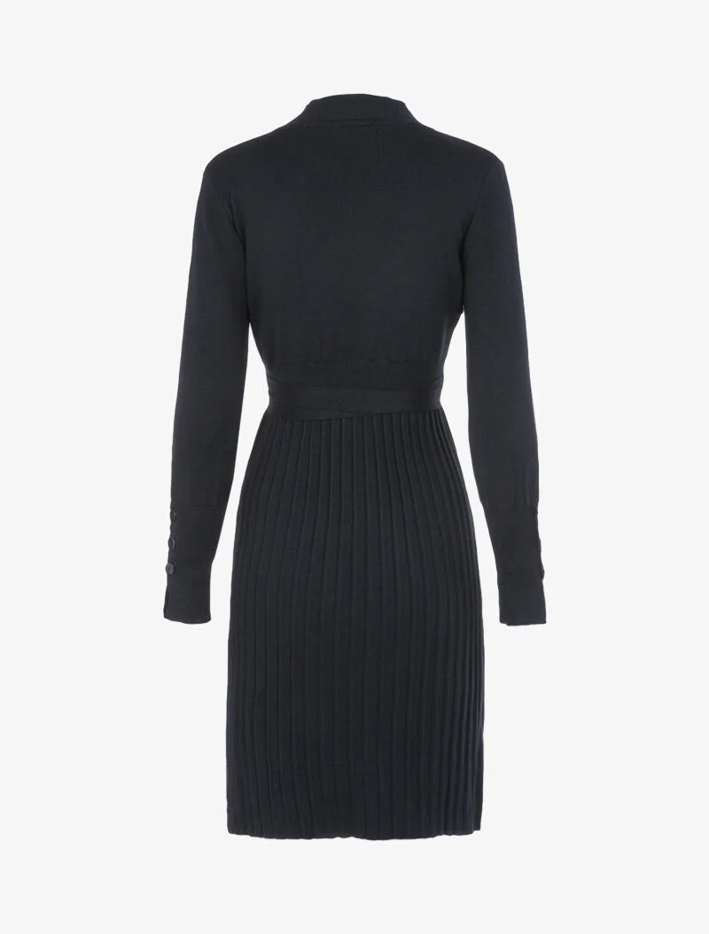Robe gaufrée à manches bishop - noir