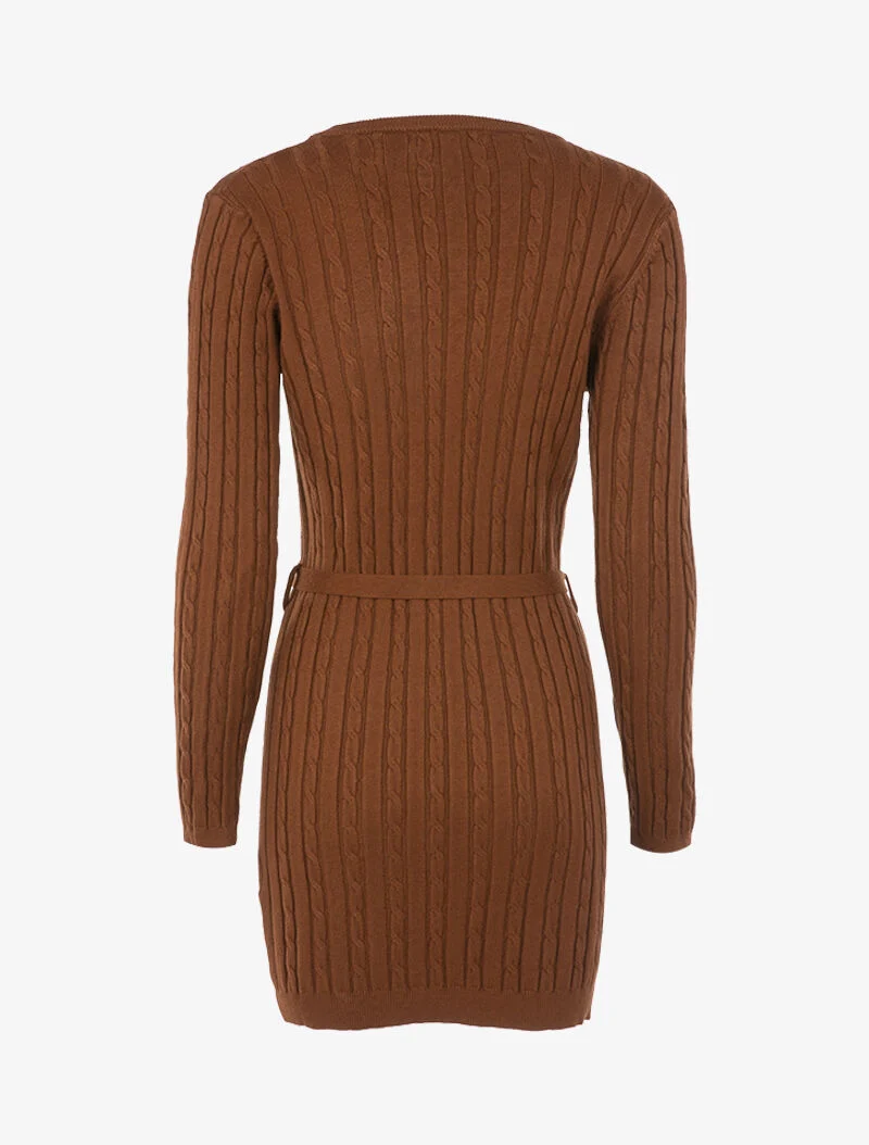 Robe-pull à détails torsadés - ocre