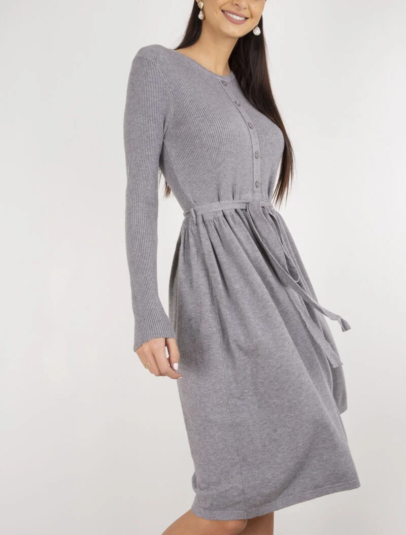 Robe-pull à buste boutonné - gris