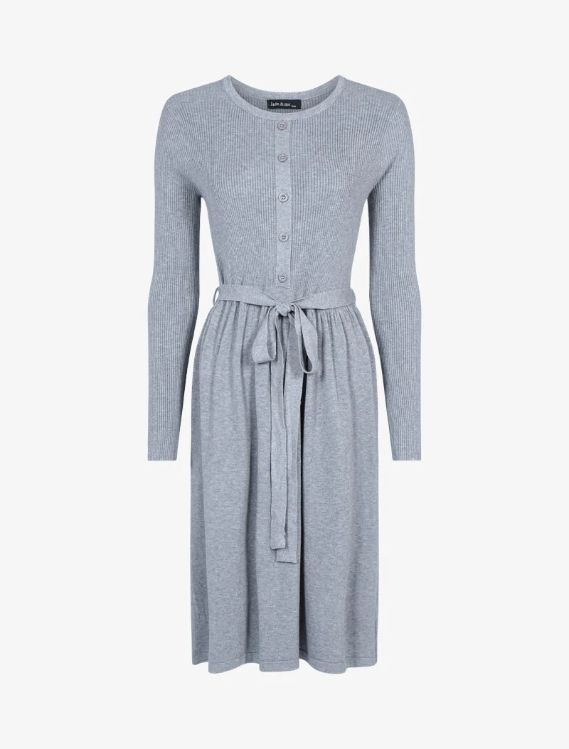 Robe-pull à buste boutonné - gris