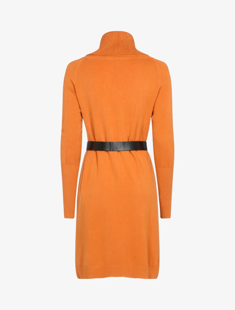 Robe pull à manches bishop et détails géométriques - rouille