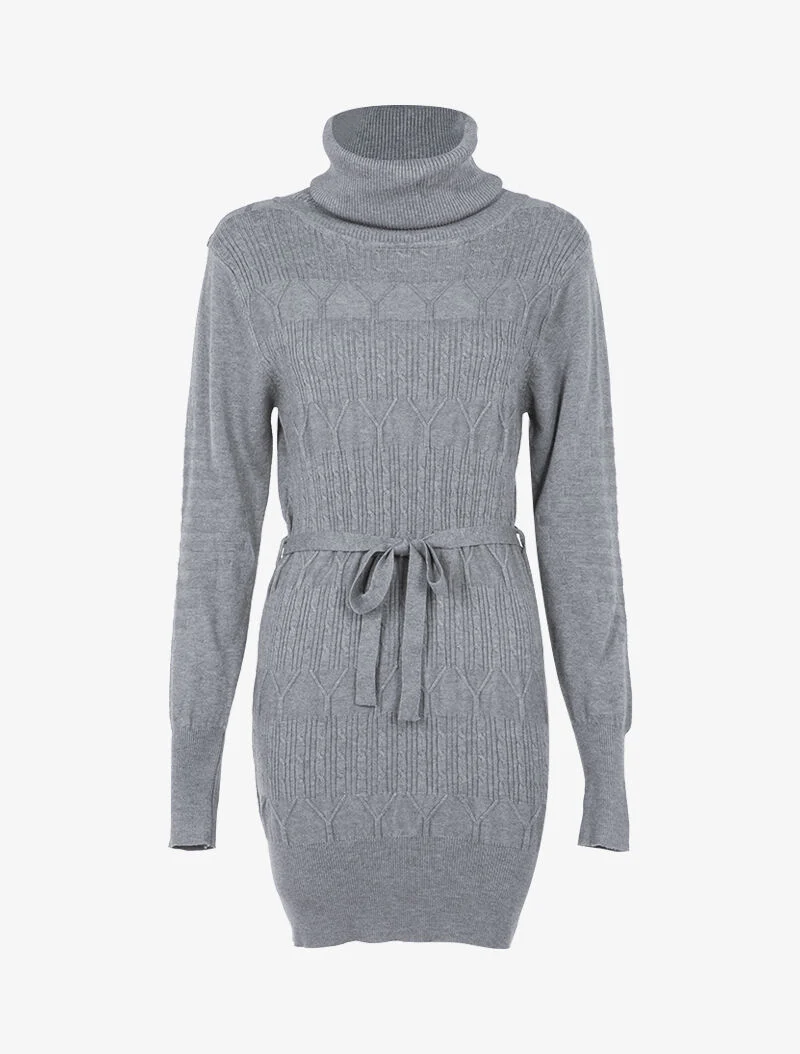 Robe-pull à détails côtelés graphiques - gris chiné
