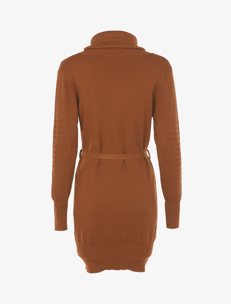 Robe-pull à détails tressés et relief - ocre