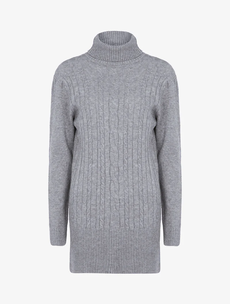 Robe pull à bandes texturées - gris clair