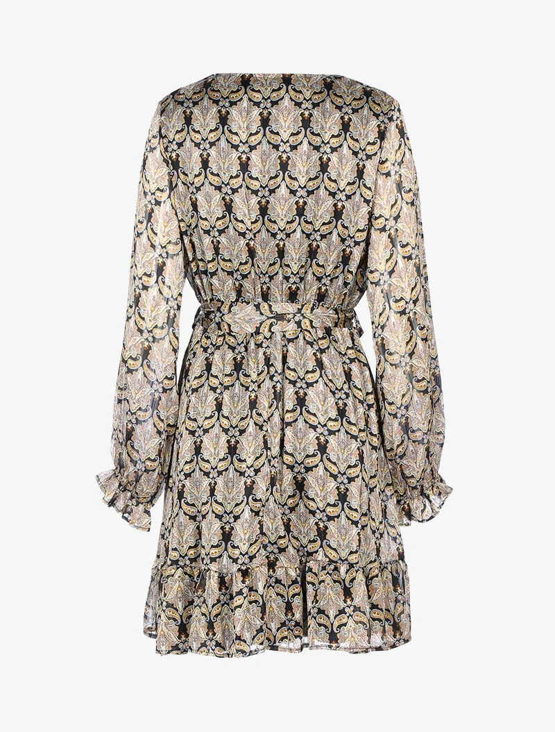 Robe à rayures irisées et imprimés graphiques - taupe