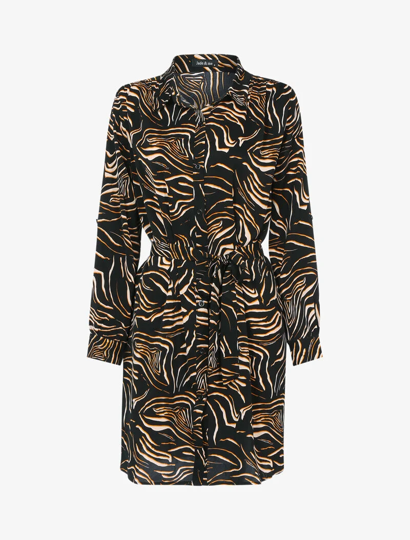 Robe chemise à imprimé graphique abstrait - noir