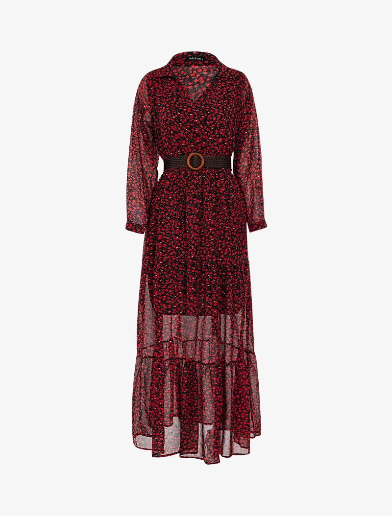 Robe bohème imprimé coquelicots - rouge