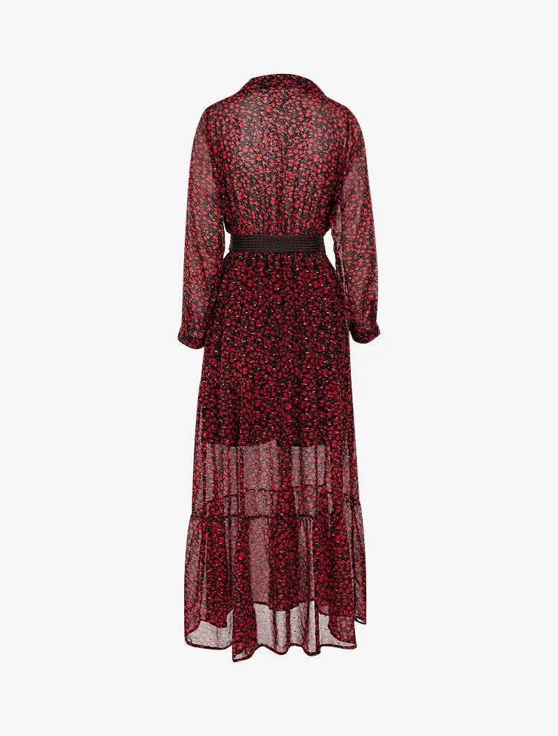 Robe bohème imprimé coquelicots - rouge