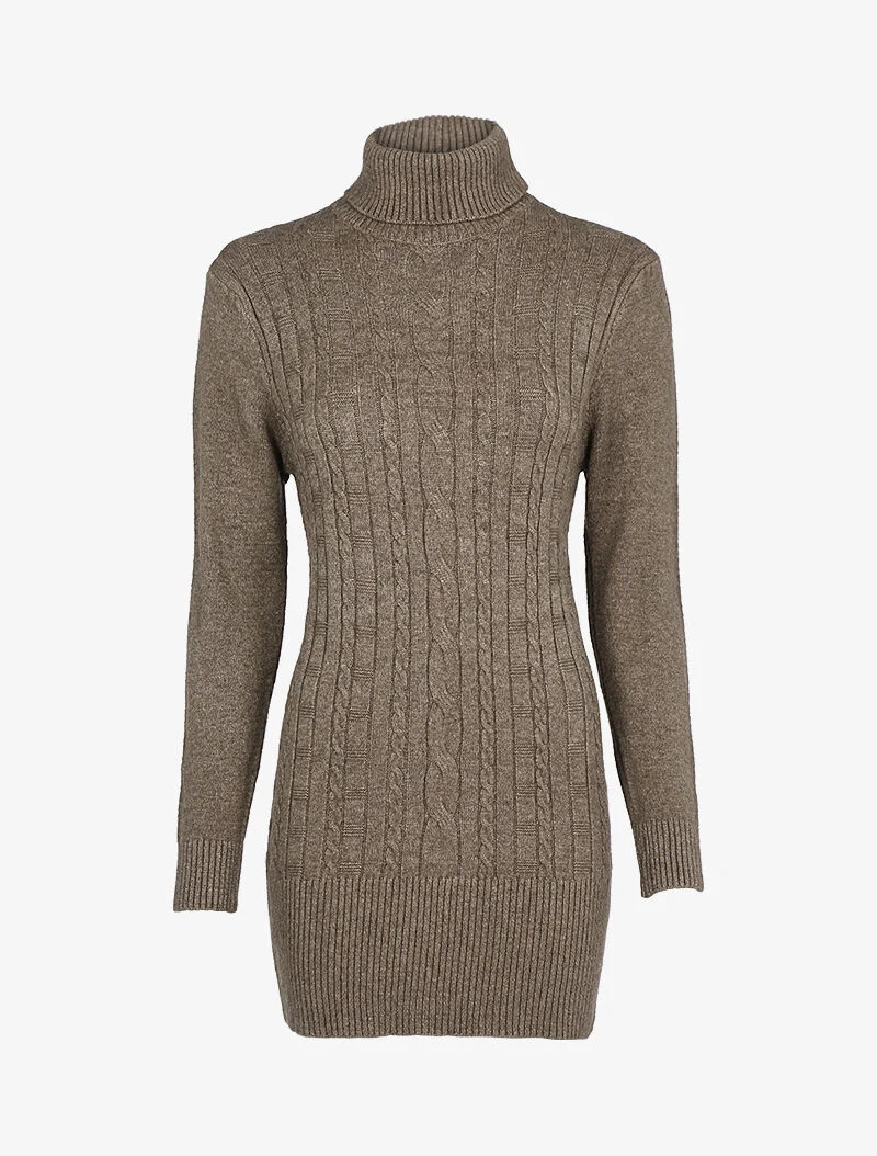 Robe pull à bandes texturées - taupe