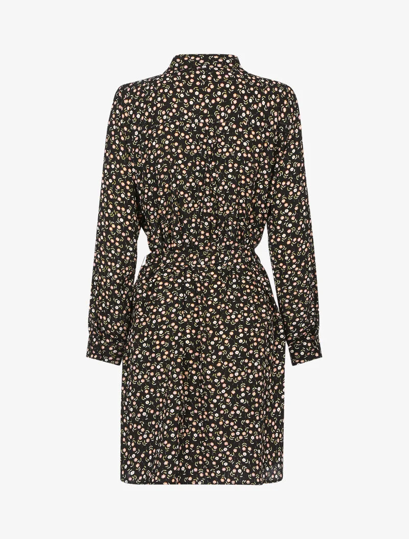 Robe chemise à imprimé petites fleurs - noir
