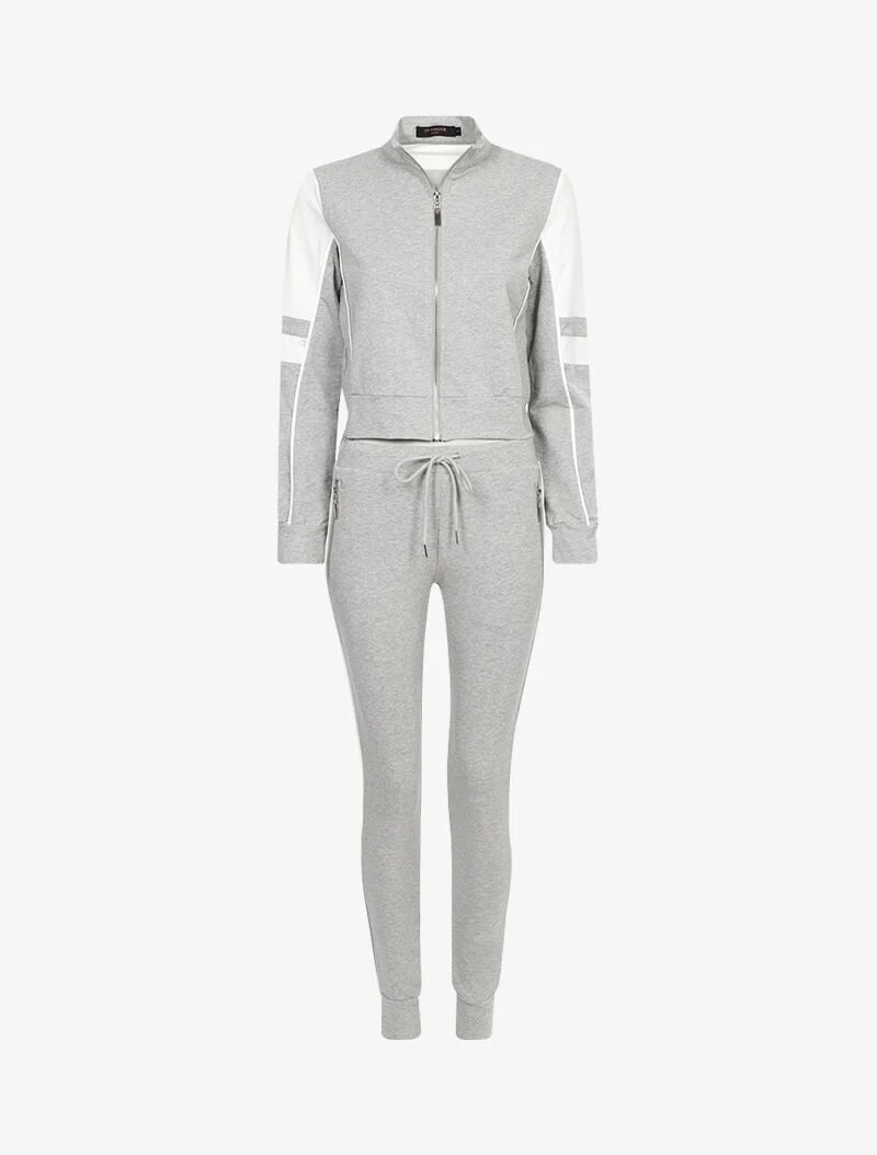 Ensemble cropped sweat et jogging - gris clair