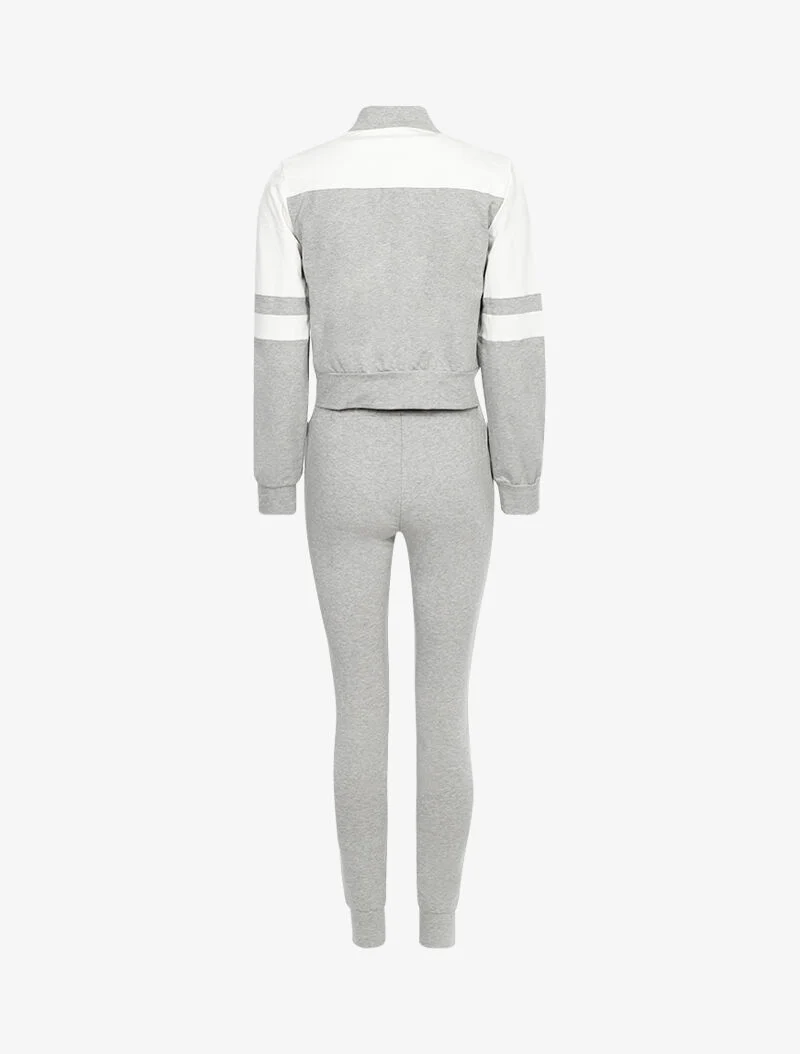 Ensemble cropped sweat et jogging - gris clair