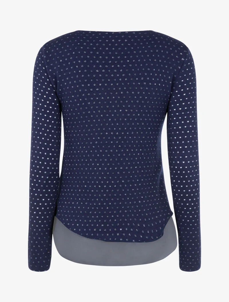 Top en maille à imprimé moucheté brillant - marine