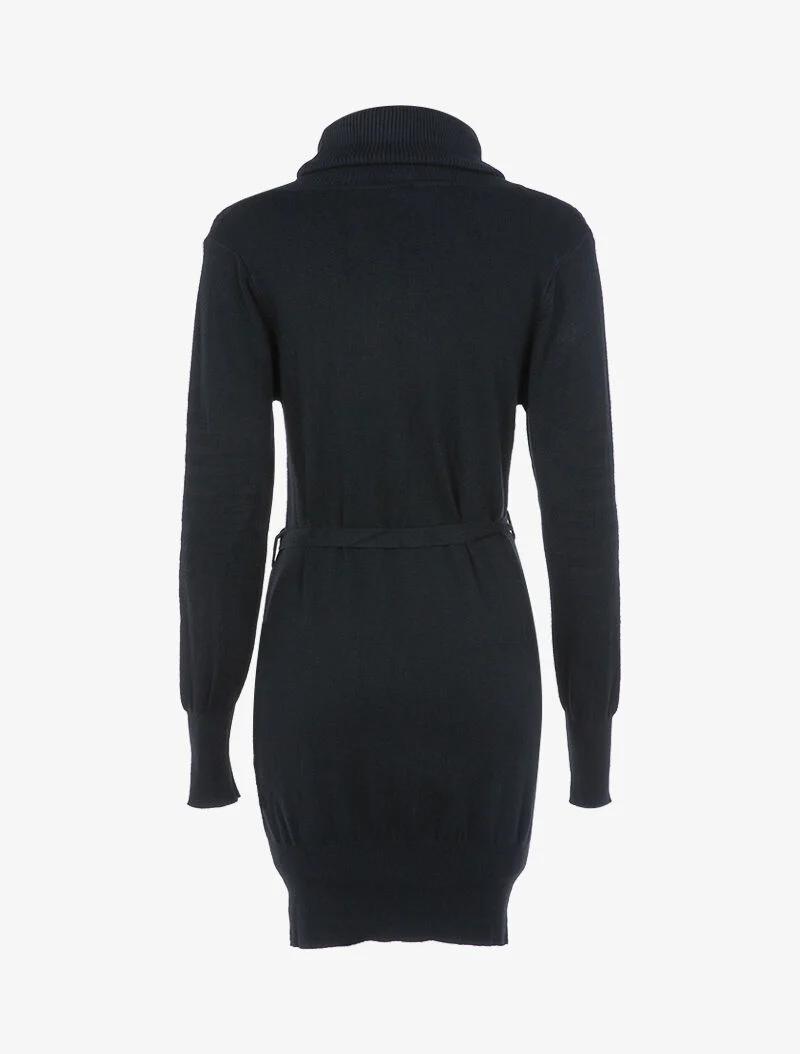 Robe-pull à détails tressés et côtelés - noir