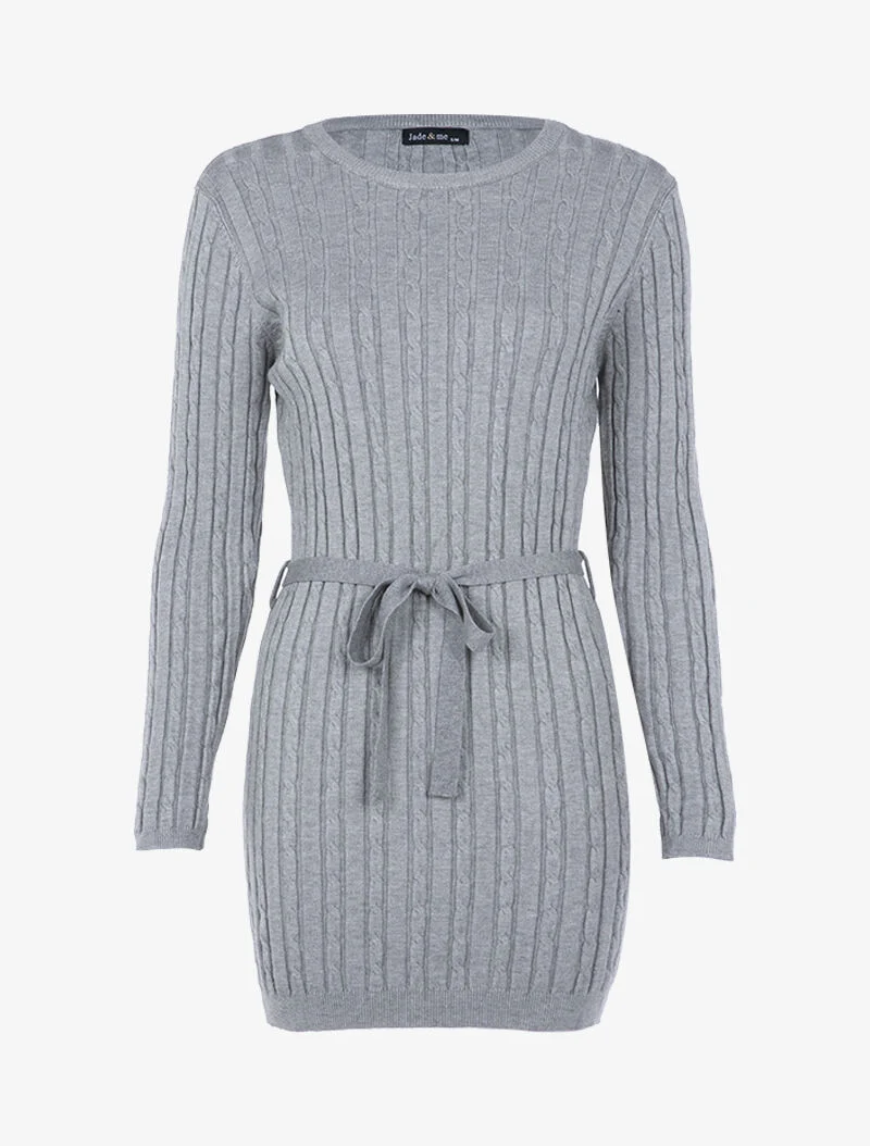 Robe-pull à détails torsadés - gris chiné
