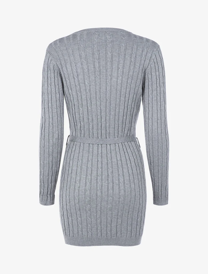 Robe-pull à détails torsadés - gris chiné