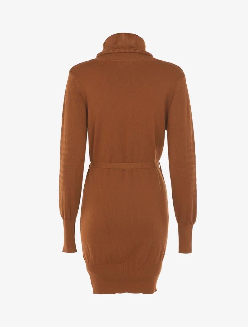 Robe-pull à détails côtelés graphiques - ocre