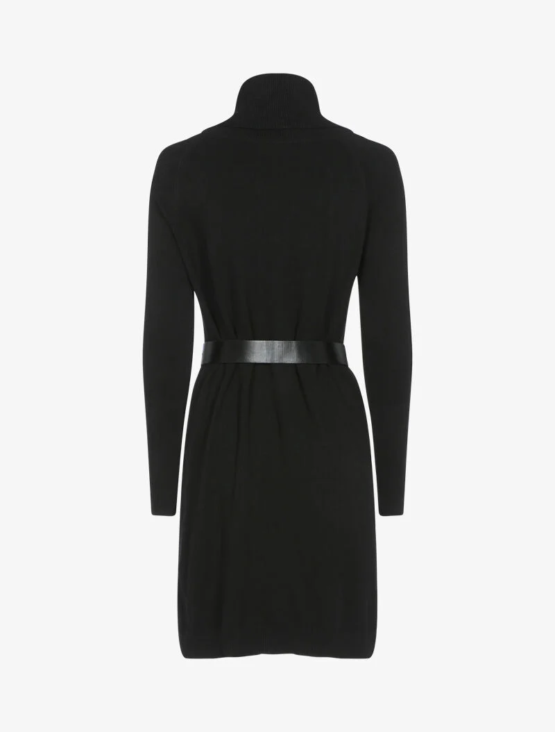 Robe pull à manches bishop et détails géométriques - noir
