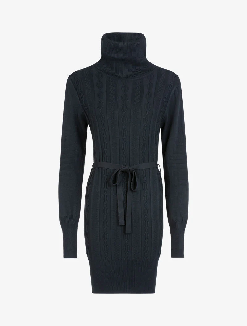 Robe-pull à détails tressés et relief - noir