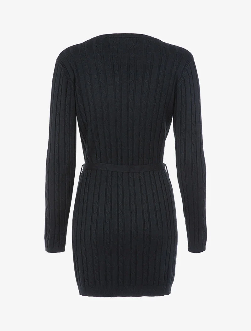 Robe-pull à détails torsadés - noir